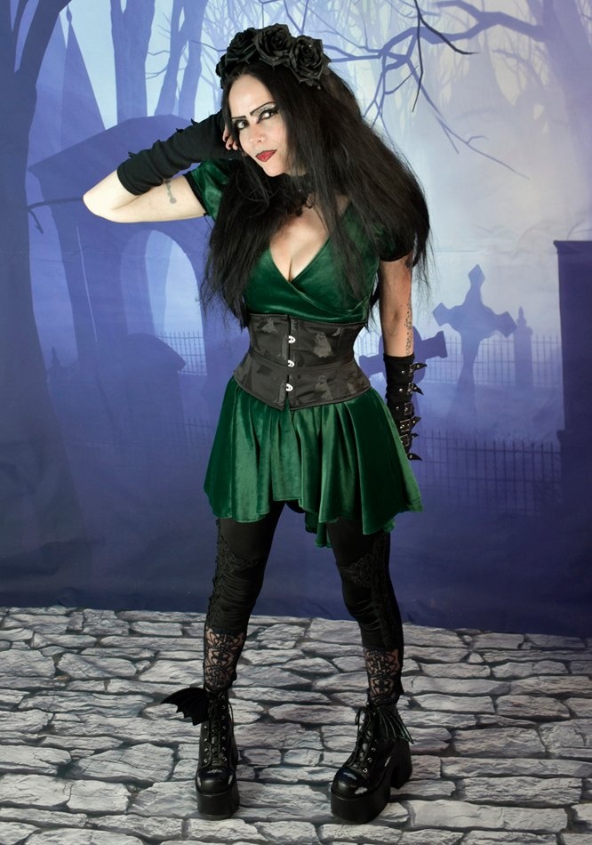 Sootikan Minidress - steamed velvet crossover hi-lo witchy mini dress by Moonmaiden Gothic Clothing
