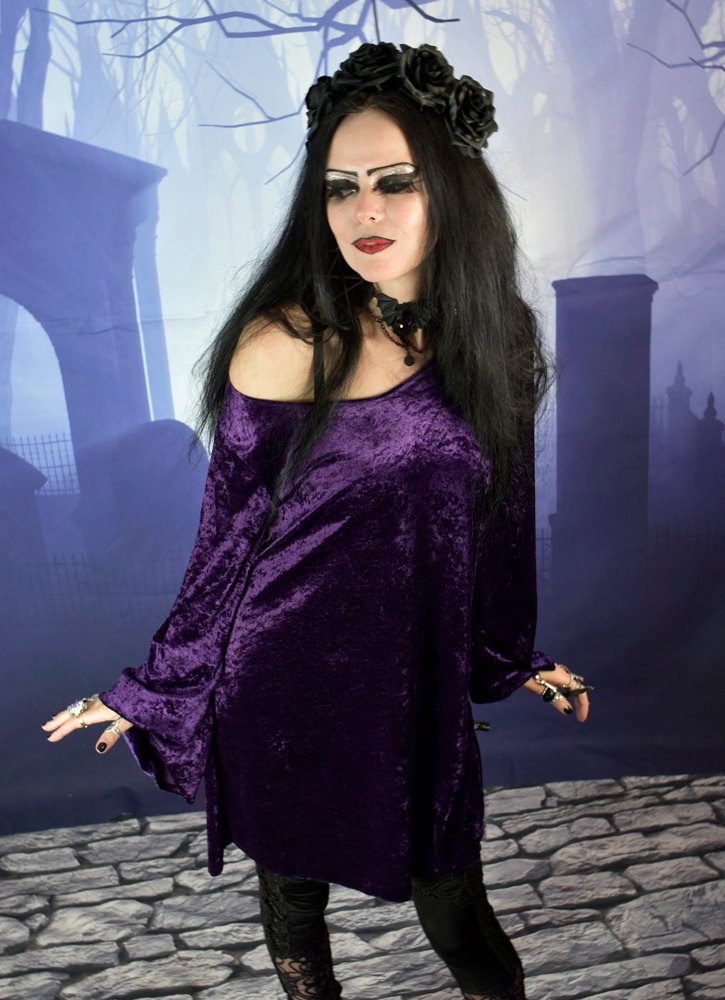 Bethian Minidress - crushed velvet goth witch mini dress by Moonmaiden Gothic Clothing