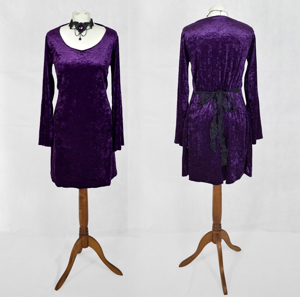 Bethian Minidress - crushed velvet goth witch mini dress by Moonmaiden Gothic Clothing