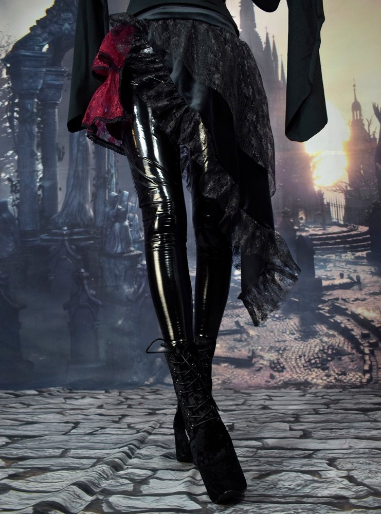 Mah Little Spooffeee Miniskirt - steamed velvet and lace steampunk witch mini skirt by Moonmaiden Gothic Clothing