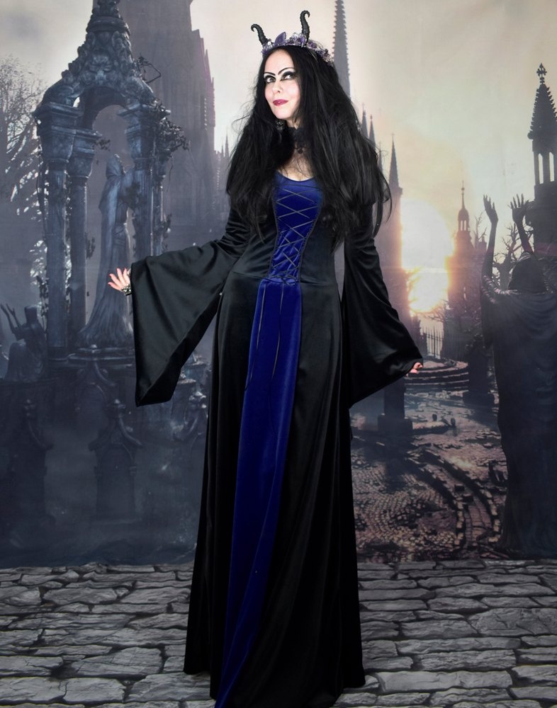 Gofficeia Maiden Gown - steamed velvet medieval renaissance witchy dress by Moonmaiden Gothic Clothing