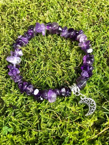 Amethyst &amp; Moon Bracelet
