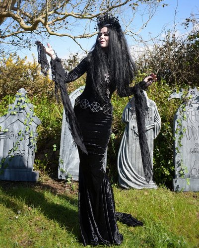 Velvet Morticia Raven Dress