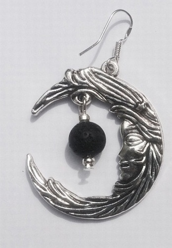 My Beautiful Gothic Moon &amp; Lava Rock aromatherapy earrings