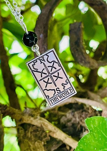 The World Tarot &amp; Black Onyx Pendant Necklace