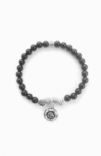 My Beautiful Gothic Black Onyx Gemstone &amp; Rose Charm Bracelet